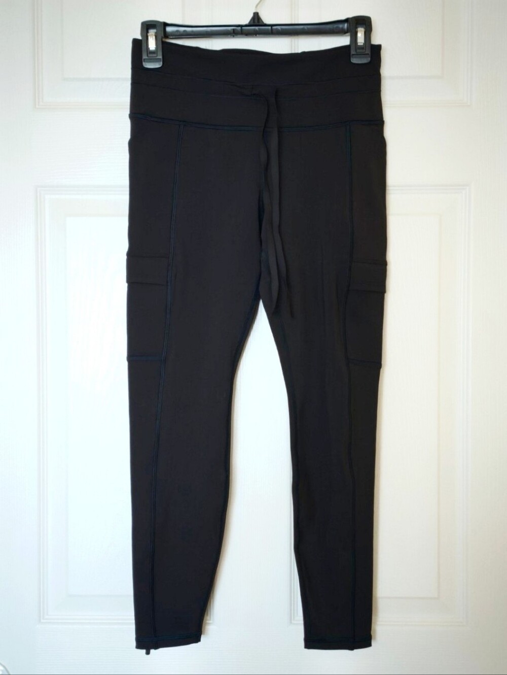 Rainier High Rise Cargo Leggings Small Petite Athletic Pocket Tights Black